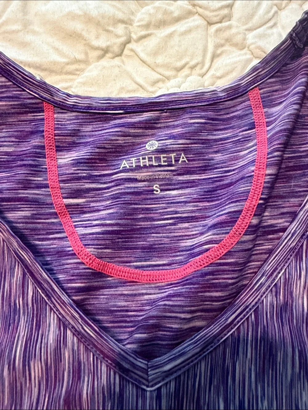 Athleta Purple Space-Dye Tank with Pink Trim sz small